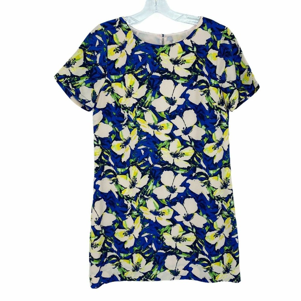J.Crew Women Size 4 Petite Blue Floral Gallery Dress